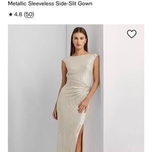 Lauren Ralph Lauren One Shoulder Metallic Gown